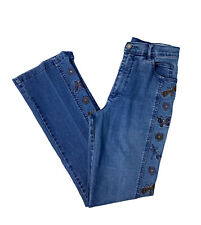 Lafei-Nier Denim Jeans Size 26 Blue Straight Butterfly Embroidery *Free Postage* na sprzedaż  Wysyłka do Poland