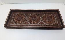 Dark Brown Rectangle Tray Coffee Tea Drink Serving Dish Wooden IndiaInk Alcazar, used for sale  Shipping to South Africa