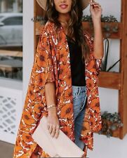 Usado, Boho Chic Festival Kimono Duster Naranja Floral Cubierta Frontal Abierta Nuevo XL/14 segunda mano  Embacar hacia Argentina