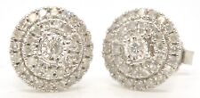 10k White Gold Diamond Round Cut Halo Illusion Stud Stick Earrings Estate for sale  Shipping to South Africa