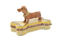 Pier One Decorada Esmalte Dachshund Cachorro Com Osso Estojo de joias comprar usado  Enviando para Brazil