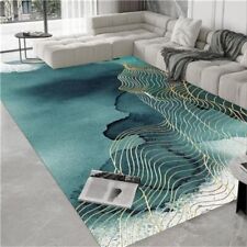 Emerald Green / Gold Abstract Wave Rug 2.3m x 1.6m Non-slip Underlay Short Pile for sale  Shipping to South Africa