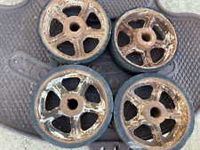 (4) CARRINHO INDUSTRIAL VINTAGE STEAMPUNK FERRO FUNDIDO 9 1/4” HIT MISS gasolina RODAS DE MOTOR comprar usado  Enviando para Brazil