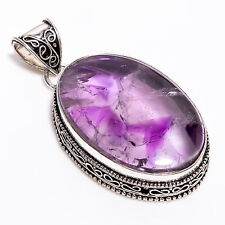 Used, Trapiche Amethyst StoneVintage Handmade 925 Sterling Silver Pendant 2.2" GSR1134 for sale  Shipping to South Africa