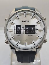 Excellent Fossil Rotor Quartz White Dial Grey Rubber Band Men's Wrist Watch, used for sale  Shipping to South Africa