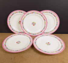 5 platos de postre para pastel Minton para Spaulding flores de borde rosa de Chicago segunda mano  Embacar hacia Argentina