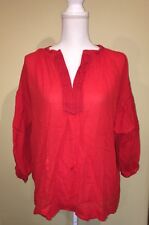 Madewell Oversized Tunic Embroidered Openview Fire Red Blouse Size Small $92, used for sale  Shipping to South Africa