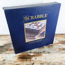 Scrabble Deluxe Edition Rotating Board Solid Wood Cabinet All 100 Tiles for sale  Shipping to South Africa