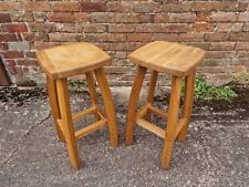Used, Wooden Oak Breakfast Bar Stools x 2 Kitchen Dining Room Solid Wood  for sale  Shipping to South Africa