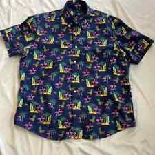 Camisa polo masculina Ralph Lauren azul com botões ajuste clássico flamingo havaiano P comprar usado  Enviando para Brazil