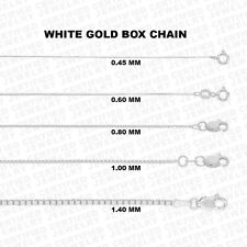 Collar de cadena de caja de oro blanco liso de 10 K, 16"" a 24"" pulgadas, 0,5 mm a 1,0 mm de espesor. segunda mano  Embacar hacia Argentina