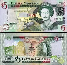 5 dólares del Caribe Oriental 2008, unc, P-47, Queii, prefijo CH segunda mano  Embacar hacia Mexico