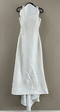 Oleg Cassini Wedding Dress Princess Vintage Pearl Lace Trim Size 14, used for sale  Shipping to South Africa