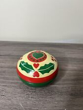 Caixa de bugigangas de madeira vintage Natal coração de azevinho vermelho verde feita na Índia comprar usado  Enviando para Brazil