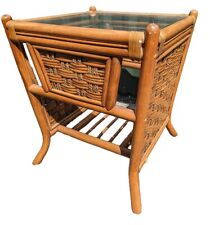 Vintage Glass Top Rattan / Wicker Conservatory / Lounge Coffee Table With Shelf for sale  Shipping to South Africa