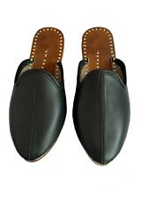 Tamancos masculinos de couro preto mulas sapatos feitos à mão sandálias chinelos chinelos sem salto comprar usado  Enviando para Brazil