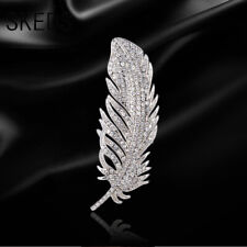 Retro Crystal Feather Brooches Pins Rhinestone Banquet Party Jewelry Accessories for sale  Shipping to South Africa