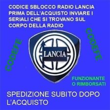 CODICE SBLOCCO RADIO AUTORADIO LANCIA Y SPEDIZIONE SUBITO DOPO L'ACQUISTO, używany na sprzedaż  Wysyłka do Poland