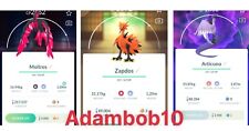 Pokémon Go | Zapdos, Moltres, Articuno Galarian Birds | Mini P T C 80k Stardust segunda mano  Embacar hacia Argentina