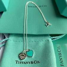 Return to Tiffany Blue Double Heart Tag Pendant Silver Necklace 17" for sale  SWADLINCOTE