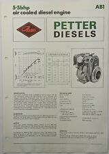 Usado, Folha de especificações Petter original para motor estacionário diesel refrigerado a ar AB1 5.5Bhp comprar usado  Enviando para Brazil