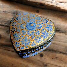 Caixa de armazenamento de bugigangas vintage azul coração Pansy - Papel machê pintado à mão (Índia) comprar usado  Enviando para Brazil
