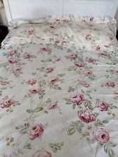 DORMA Cabbage Rose Double Duvet Set Pink Cream 2 P/C Frilled Oxford Vtg VGC for sale  Shipping to South Africa