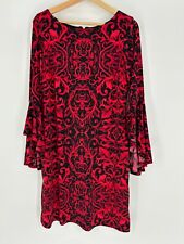 Mini vestido feminino RN Studio preto vermelho Pailsey manga longa sino alargamento tamanho 8 comprar usado  Enviando para Brazil