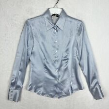 Camisa con botones Giorgio Armani para mujer talla 40 azul a rayas 100 % seda, usado segunda mano  Embacar hacia Argentina