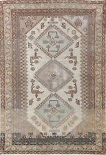 Used, Antique Yalameh Geometric Tribal Area Rug Hand-knotted Oriental 4x6 Ivory Carpet for sale  Shipping to South Africa