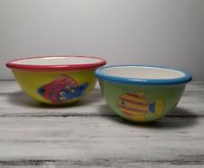 Vintage Hand Painted Fish Bright Sushi Dipping Condiment Serving Dishes Set of 2 for sale  Shipping to South Africa