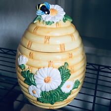 Vintage beehive cookie jar with flowers hand painted for sale  Indianapolis