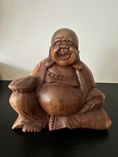 Wooden happy buddha for sale  BEDFORD