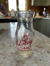 Vintage Glass E.L Gay Dairy Manlius, N.Y. Milk Jug Bottle Half Pint 5.5" Red for sale  Shipping to South Africa