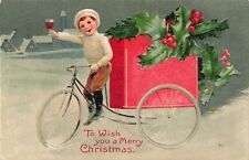 Niño Encendido Bicycle Triciclo Tostadas ~ 1912 Wish You Un Feliz Navidad Winsch comprar usado  Enviando para Brazil