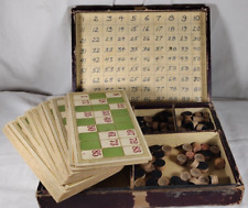 Antiguo juego de lotería c.1910 único mesa de café artesanal pieza parlante número fichas segunda mano  Embacar hacia Argentina