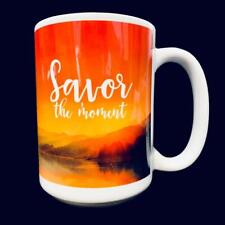 Caneca de café SAVOR the MOMENT Mountains Sunset 15 fl oz laranja tons de terra NOVO comprar usado  Enviando para Brazil