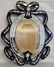 Vintage Venetian Black & Clear Ribbon Oval Table/Wall Mirror for sale  Shipping to South Africa