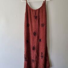 Vestido túnica vintage marrom bordado boho geométrico texturizado importação de avatar G comprar usado  Enviando para Brazil