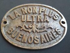 Placa antigua vintage segura de bronce liso ¡rara! La Non Plus Buenos Aires segunda mano  Argentina 