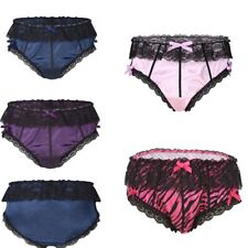 Men's Satin Ruffled Lace Girly Briefs Sissy Crossdress Panties Bikinis Underwear for sale  Shipping to South Africa