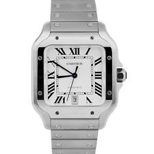 PAPÉIS PERFEITOS Cartier Santos 39,8mm relógio de couro branco aço 4072 caixa WSSA0018 comprar usado  Enviando para Brazil