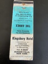 Used, Matchbook Cover “Kingsbury Hotel” Hudson Falls, New York for sale  Shipping to South Africa