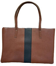 vince camuto handbag cognac brown black stripe pebbled leather Tote for sale  Shipping to South Africa