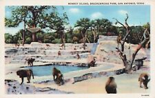 Cartão postal de linho Monkey Island Breckenridge Park San Antonio Texas PC 1.23 comprar usado  Enviando para Brazil