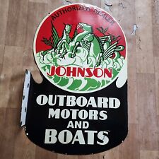 JOHNSON OUTBOARD FLANGE 2 SIDED PORCELAIN ENAMEL SIGN 17.5 X 27.5 INCHES, used for sale  Shipping to South Africa