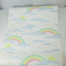 Usado, Papel de parede Lennon vintage pastel arco-íris berçário quarto infantil nuvens sol comprar usado  Enviando para Brazil