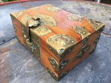 Antique Asian Wooden Box With Brass Detailing for sale  DEVIZES