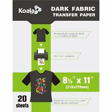 Usado, Camiseta Koala Inkjet papel de transferência de calor tecido escuro 20 folhas de ferro imprimíveis comprar usado  Enviando para Brazil