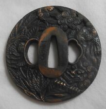 Protector Espada Japonés Antiguo Bronce TSUBA Habaki Hermoso Patrón Dragón segunda mano  Embacar hacia Argentina